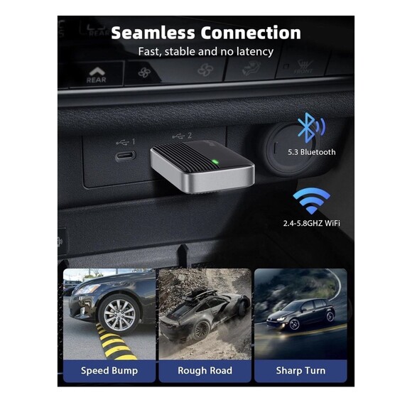 Wireless CarPlay Adapter for Apple iPhone (2025 Upgraded), Mini Car Play Adapter - Picture 8 of 13